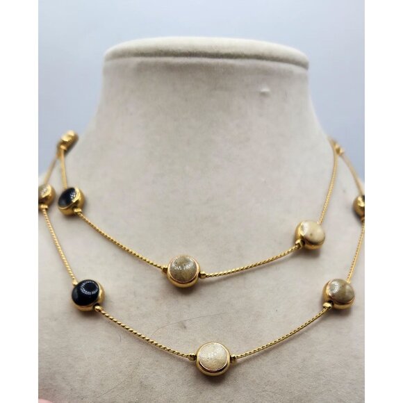 Gold Tone Change With Floating Beads, Gold, Black, Tan - Picture 2 of 5